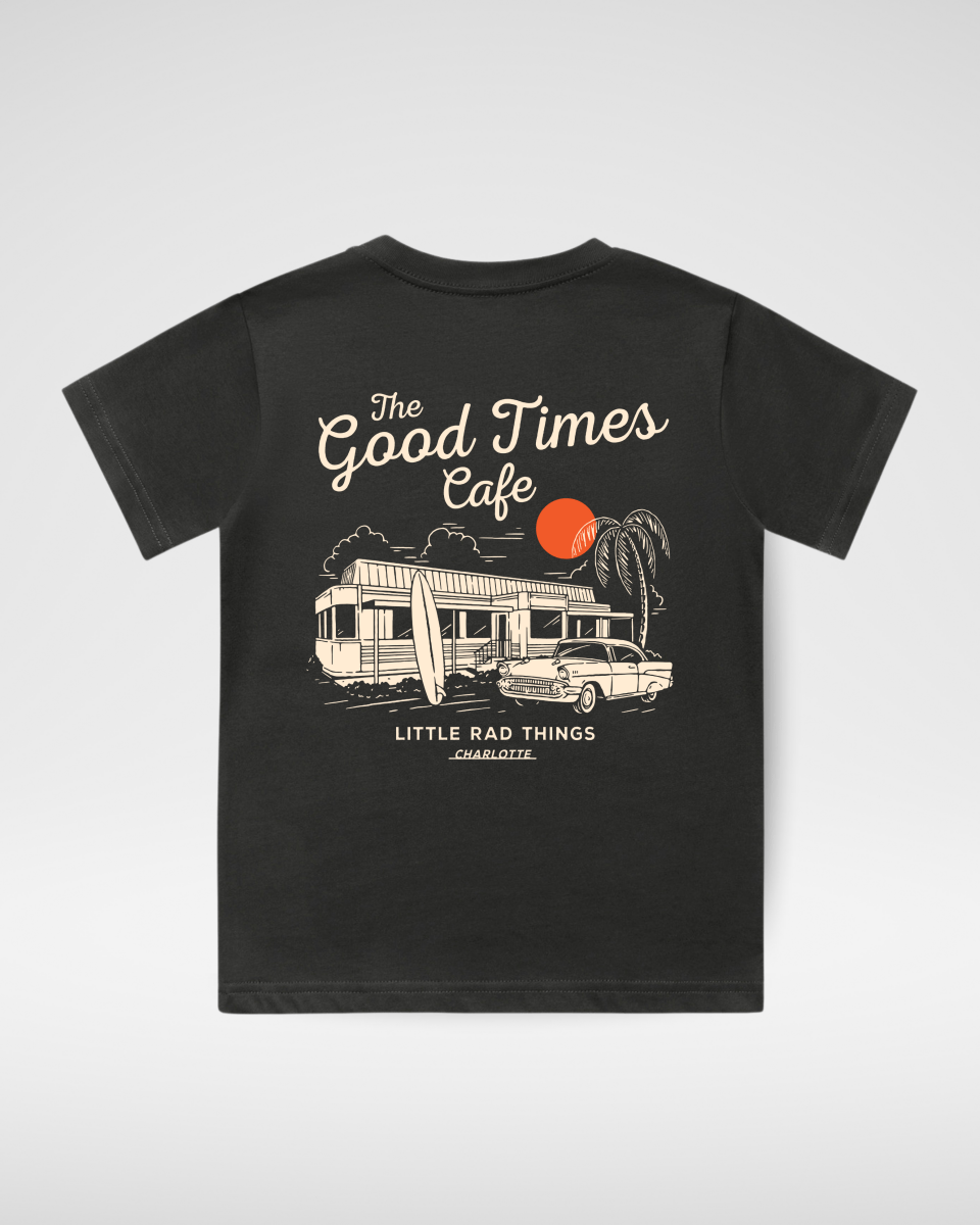 THE GOOD TIMES CAFE TEE - COAL - LITTLE RAD THINGS