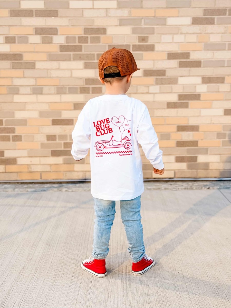 THE LOVE BUG CLUB TEE - WHITE LONG SLEEVE - LITTLE RAD THINGS