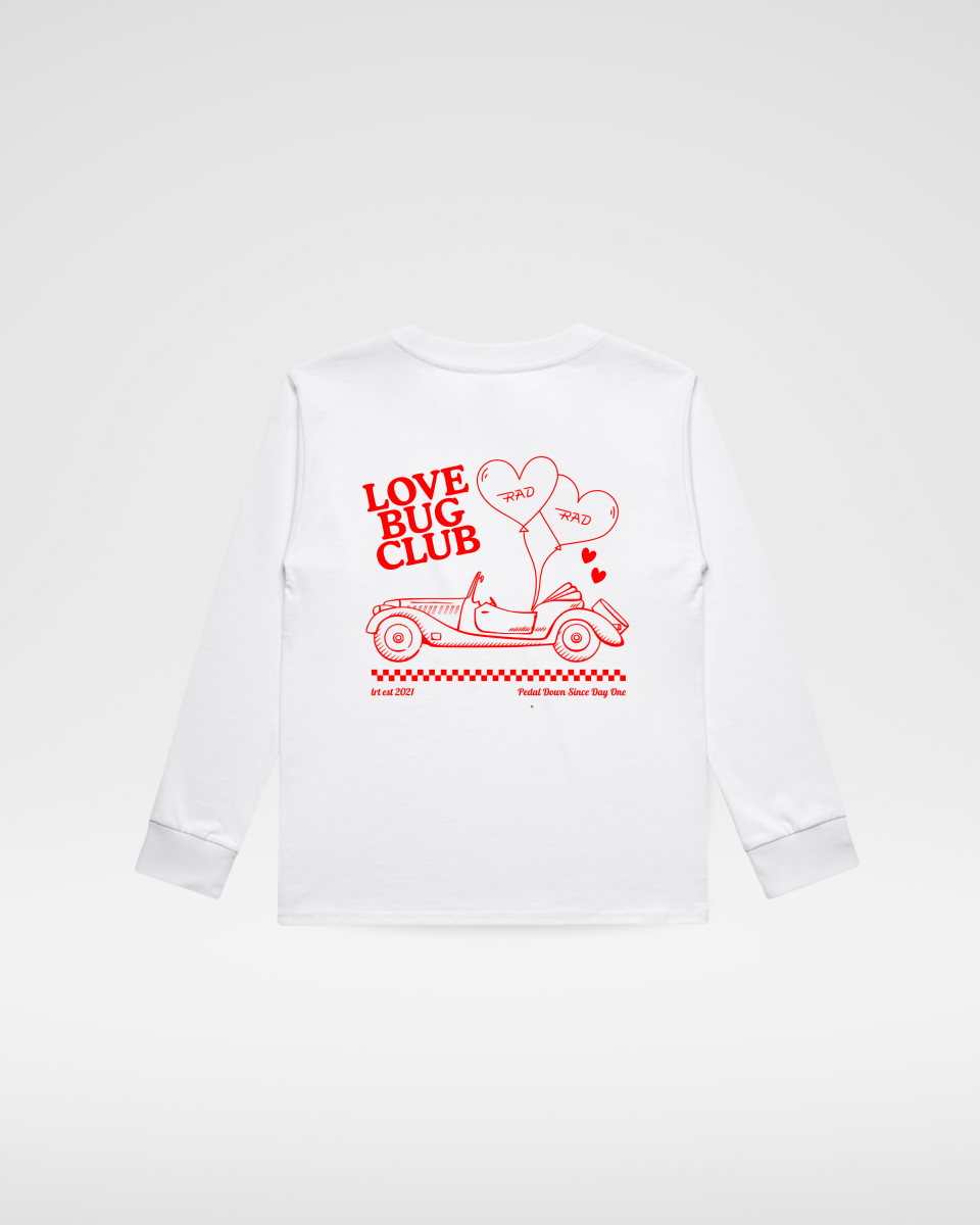 THE LOVE BUG CLUB TEE - WHITE LONG SLEEVE - LITTLE RAD THINGS