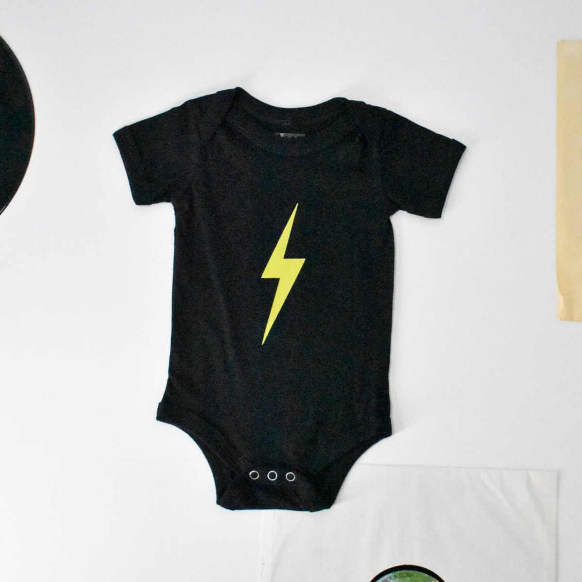 THE SPARK NEON YELLOW ONESIE - BLACK - LITTLE RAD THINGS