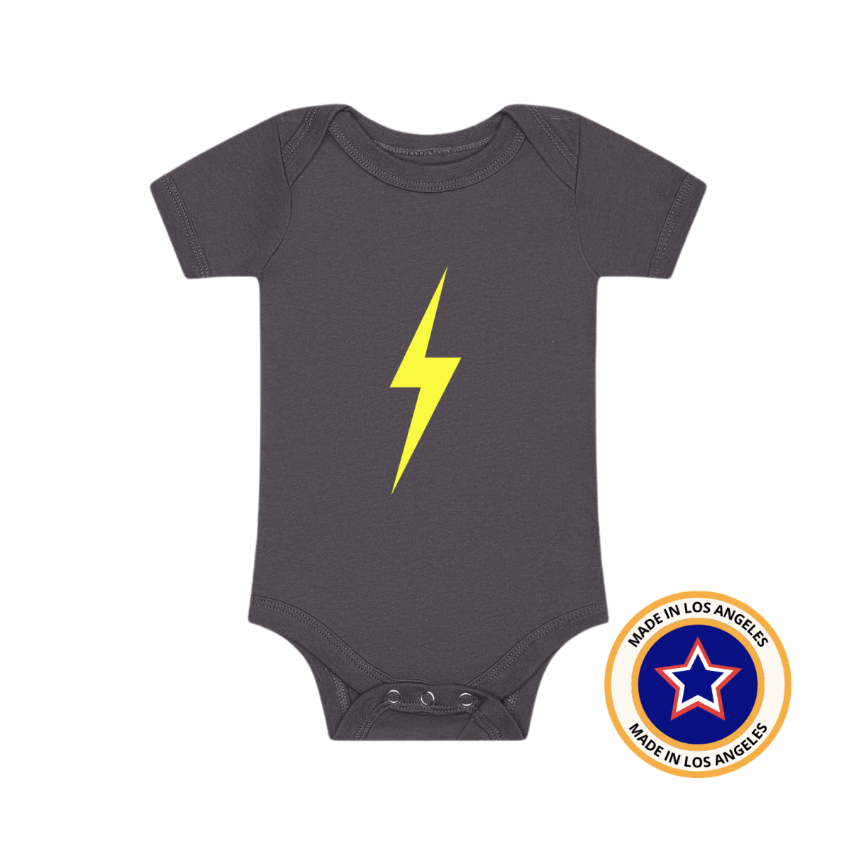 THE SPARK NEON YELLOW ONESIE - GREY - LITTLE RAD THINGS