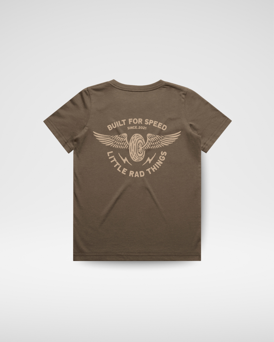 THE WINGED MECHANIC TEE - BROWN - LITTLE RAD THINGS
