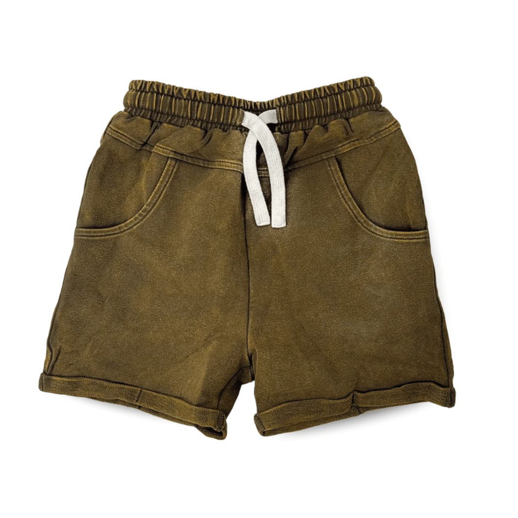 VINTAGE WASH SHORTS - ARMY GREEN - LITTLE RAD THINGS