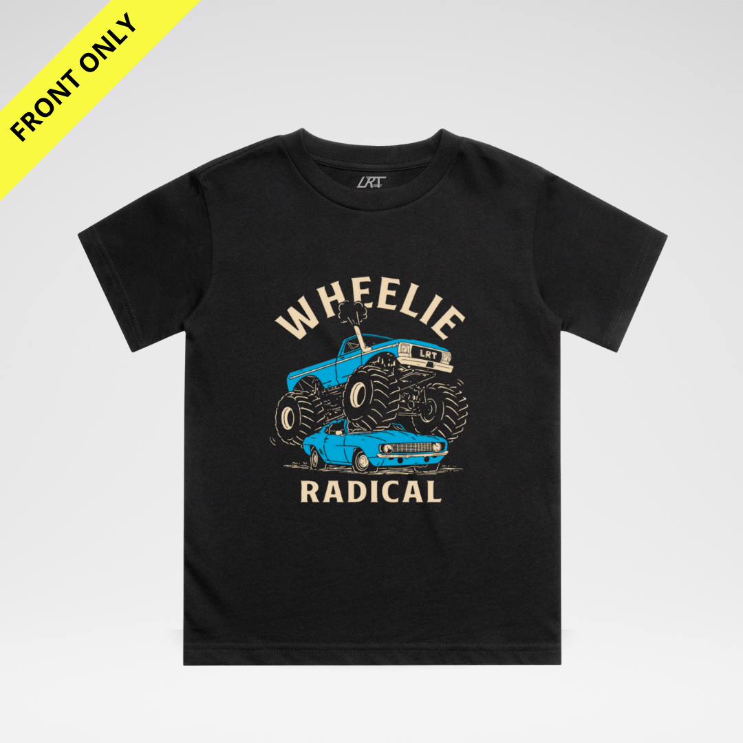 WHEELIE RADICAL TEE - BLUE EDITION (FRONT ONLY) - LITTLE RAD THINGS