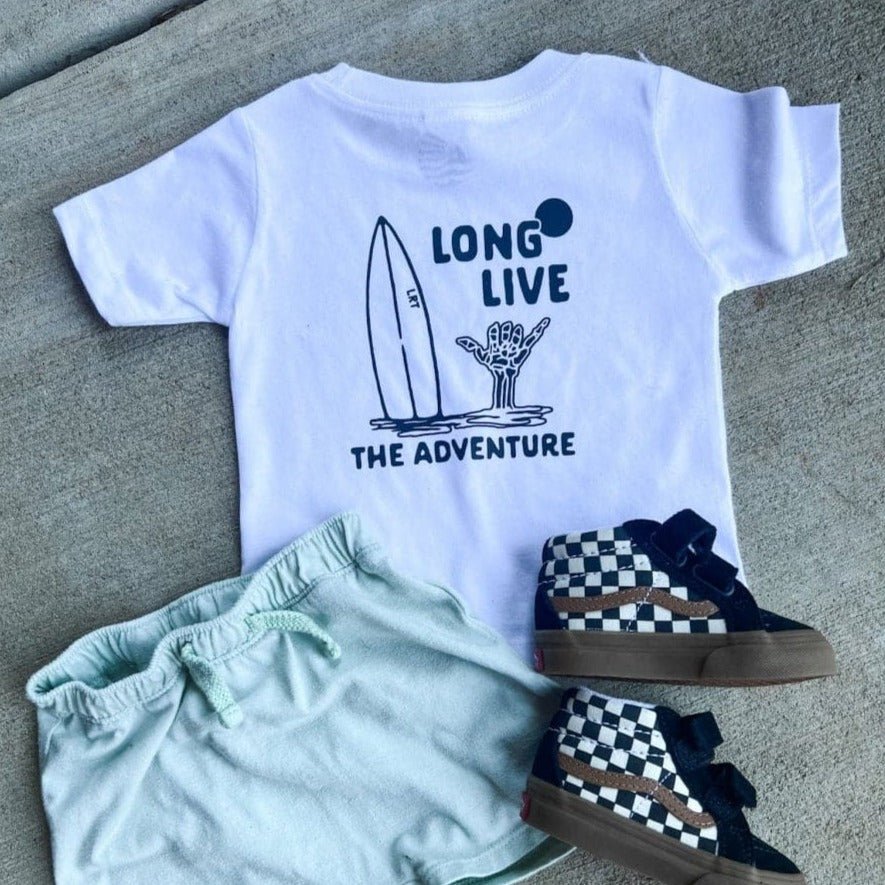 LONG LIVE THE ADVENTURE TEE - WHITE - LITTLE RAD THINGS