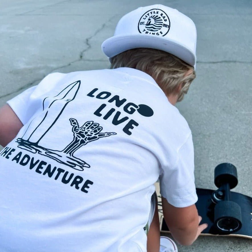 LONG LIVE THE ADVENTURE TEE - WHITE - LITTLE RAD THINGS
